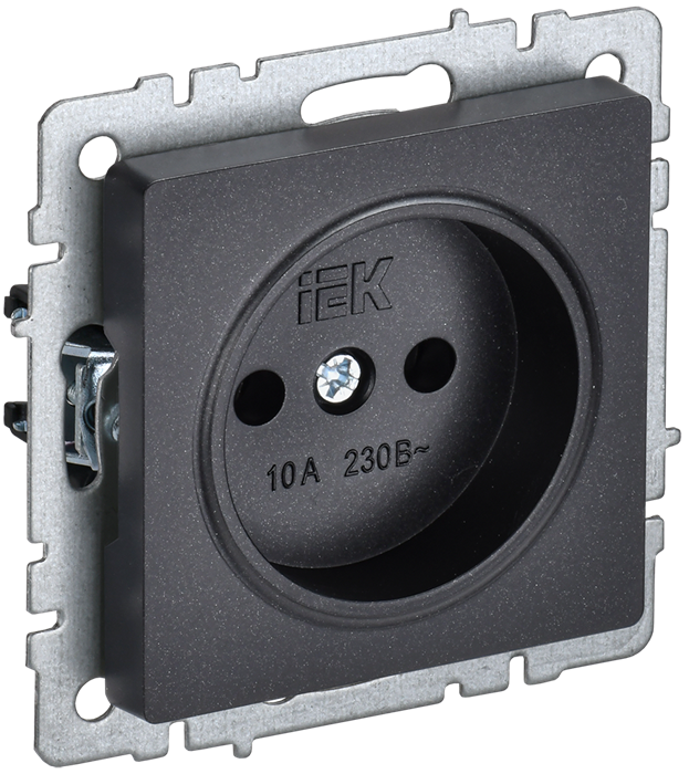 BRITE Розетка 1-местная без заземления без защитных шторок 10А РС10-1-0-БрЧ черный IEK BR-R10-10-K02 - фото 1064
