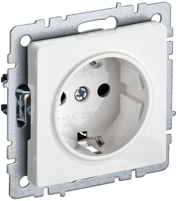 BRITE Розетка 1-местная с заземлением без защитных шторок 16А РС11-1-0-БрБ белый IEK BR-R11-16-K01 - фото 1194