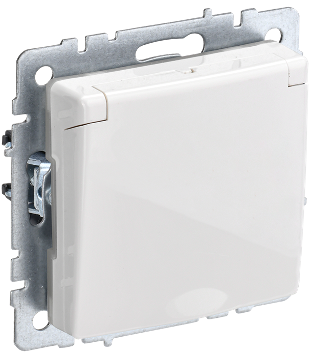 BRITE Розетка 1-местная с заземлением с защитными шторками и крышкой 16А IP44 РСбш10-3-44-БрБ белый IEK BR-R16-16-44-K01 - фото 1278