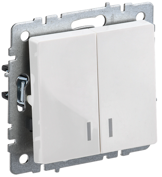 BRITE Выключатель 2-клавишный с индикацией 10А ВС10-2-1-БрБ белый IEK BR-V20-1-10-K01 - фото 1427