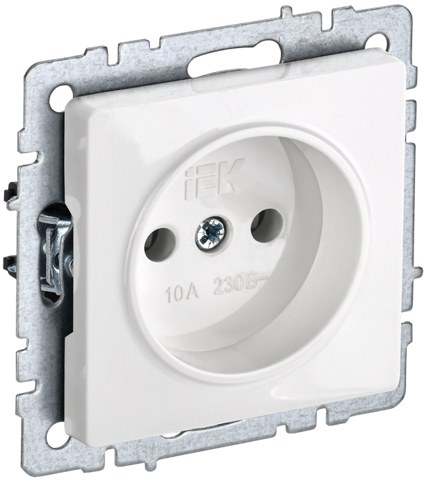 BRITE Розетка 1-местная без заземления без защитных шторок 10А РС10-1-0-БрБ белый IEK BR-R10-10-K01 - фото 1628