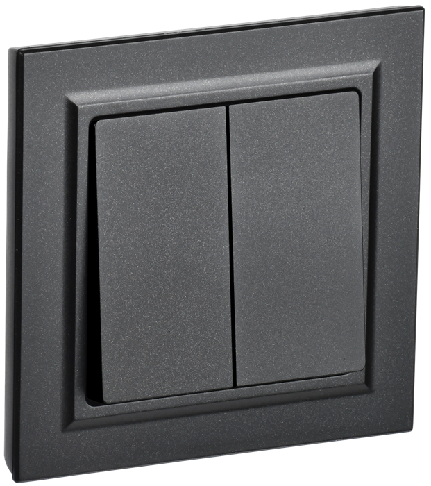 Выключатель BRITE 2-клавишный 10А в сборе ВСР10-2-0-БрЧ черный IEK BR-V20-0-10-K02-F - фото 243