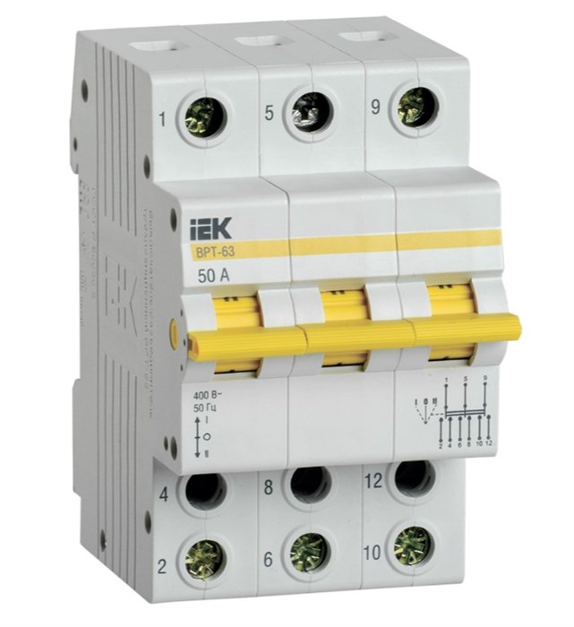 Трехпозиционный переключатель 3Р 50А ВРТ-63 IEK MPR10-3-050 - фото 3445