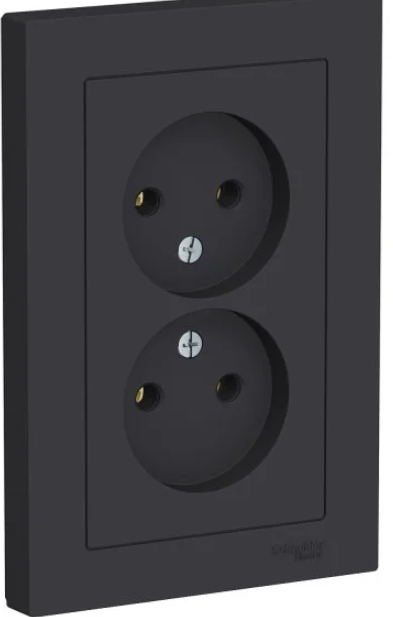 Розетка 2гн без З/К с/у карбон в сборе 16А AtlasDesign Systeme Electric (1/6) ATN001020 - фото 4443