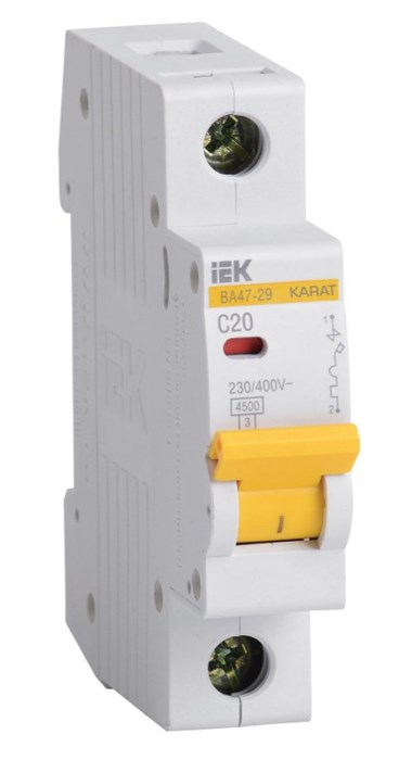 Авт.выкл.ВА47-29 1Р 20А 4,5 кА х-ка С ИЭК MVA20-1-020-C - фото 5588