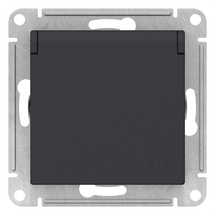 Розетка 1гн с З/К с крыш. шторки с/у карбон механизм 16А AtlasDesign Systeme Electric (5) ATN001046 - фото 6089