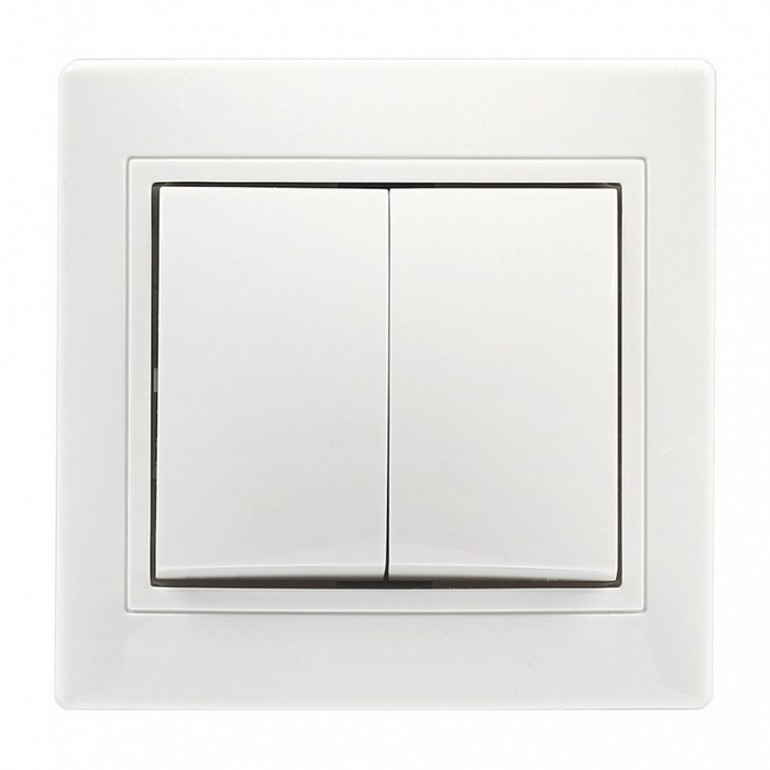 Выключатель 2-клавишный 10А белый "Венера" (SBE-01w-10-SW2-0-c) SBE-01w-10-SW2-0-c - фото 6143