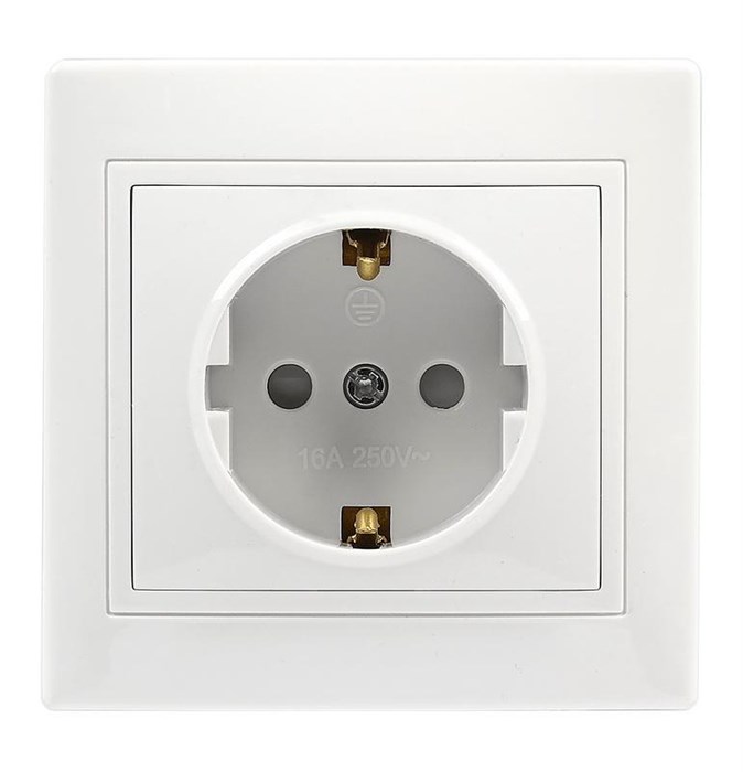 Розетка 1-местная с заземлением 16А белая "Венера" (SBE-01w-16-S1-Z-c) SBE-01w-16-S1-Z-c - фото 626