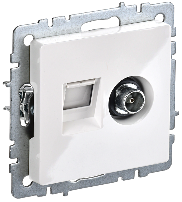 BRITE Розетка двойная TV+RJ45 кат.5E РТВ/РК12-БрБ белый IEK BR-AK20-1-K01 - фото 659