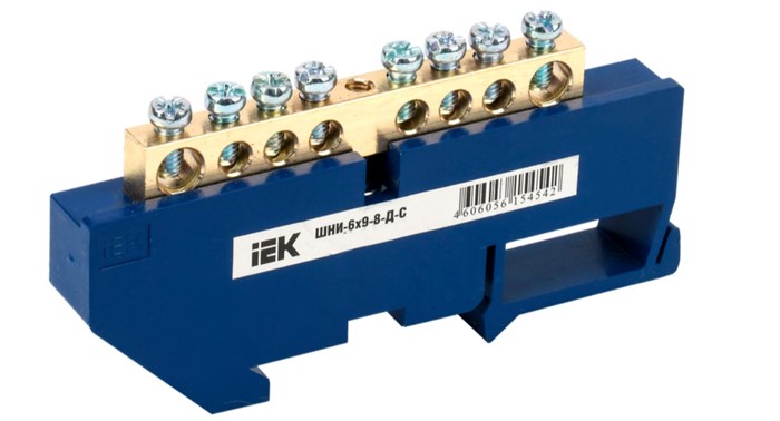 Шина N "ноль" на DIN-изол ШНИ-6х9-8-Д-С IEK YNN10-69-8D-K07 - фото 6801