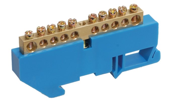Шина N ноль ШНИ 6х9 на DIN-изоляторе 10-отверстий ШНИ-6х9-10-Д-С IEK YNN10-69-10D-K07 - фото 6804