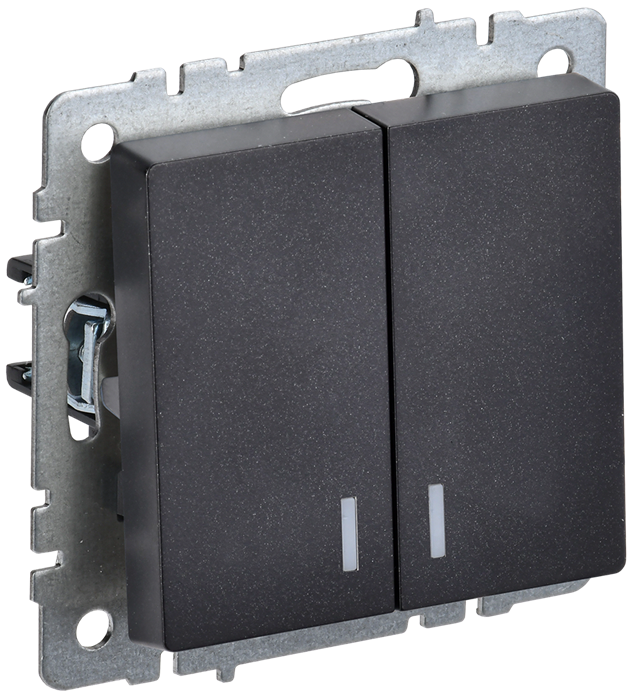 BRITE Выключатель 2-клавишный с индикацией 10А ВС10-2-1-БрЧ черный IEK BR-V20-1-10-K02 - фото 72