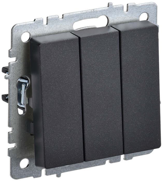 Выключатель BRITE 3-клавишный 10А ВС10-3-0-БрЧ черный IEK BR-V30-0-10-K02 - фото 75153