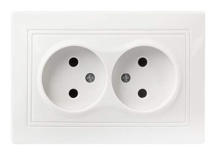 Розетка 2-местная без заземления 10А белая "Венера" (SBE-01w-10-S2-N-c) SBE-01w-10-S2-N-c - фото 919