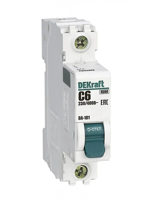 Выключатель автоматический 1p 6a 4,5ка DEKraft 11052DEK - фото 926