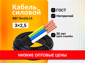 ВВГ-пнг (A) LS ГОСТ 3х 2,5 (3 метра) LxcMWFt9hSJyzIyojpxu10