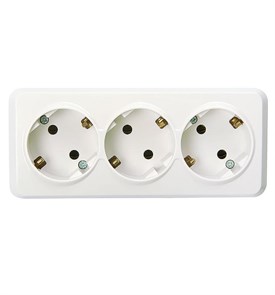 Розетка 3-местная 16А с заземлением белая "Юпитер" SBE-03w-16-S3-Z