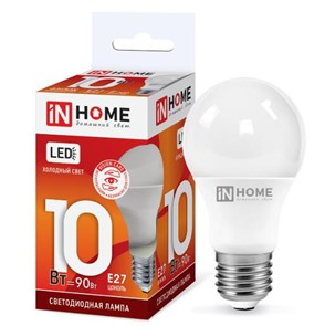 Лампа светодиод 10Вт груша А60 Е27 6500К 900Лм матовая VC IN HOME 4690612020228