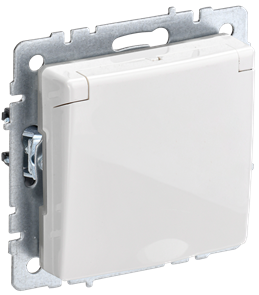 BRITE Розетка 1-местная с заземлением с защитными шторками и крышкой 16А IP44 РСбш10-3-44-БрБ белый IEK BR-R16-16-44-K01