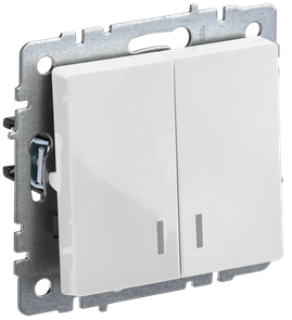 BRITE Выключатель 2-клавишный с индикацией 10А ВС10-2-1-БрБ белый IEK BR-V20-1-10-K01