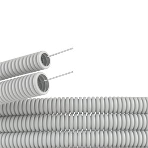 Труба гофрированная с зондом Ф25 50м (бухта) "Идеал", 002 Светло-серый ГФ25 002 СВТ СЕР