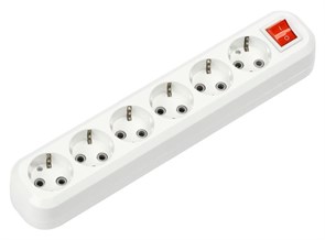 Колодка 6 гнезд 16А/3,5кВт c выключателем и заземлением (SBE-16-6-00-ZS) SBE-16-6-00-ZS