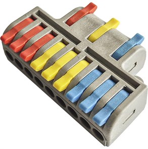 Wago строительно-монтажная клемма с рычажками проходная 3-9 полюсов 0,08-4 мм² 3-9