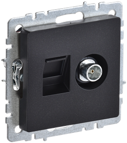 BRITE Розетка двойная TV+RJ45 кат.5E РТВ/РК12-БрЧ черный IEK BR-AK20-1-K02