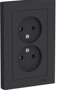 Розетка 2гн без З/К с/у карбон в сборе 16А AtlasDesign Systeme Electric (1/6) ATN001020