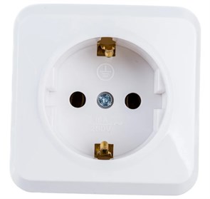 Розетка 1-местная 16А с заземлением белая "Юпитер" SBE-03w-16-S1-Z-c
