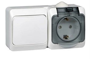 Блок 1кл + 1гн с З/К с крыш. о/у белый IP44 Этюд Systeme Electric BPA16-241B