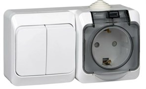 Блок 2кл + 1гн с З/К с крыш. о/у белый IP44 Этюд Systeme Electric BPA16-242B