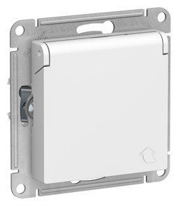 Розетка 1гн с З/К с крыш. шторки с/у белый механизм 16А AtlasDesign Systeme Electric (1/15) ATN000146