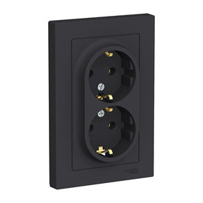 Розетка 2гн с З/К с/у карбон в сборе 16А AtlasDesign Systeme Electric (1/6) ATN001024