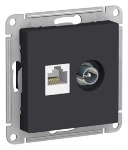 Розетка 2гн комп+ТВ RJ45+TV с/у карбон механизм кат.5е AtlasDesign Systeme Electric ATN001089