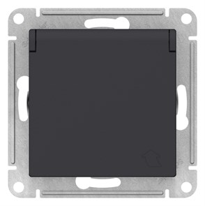 Розетка 1гн с З/К с крыш. шторки с/у карбон механизм 16А AtlasDesign Systeme Electric (5) ATN001046
