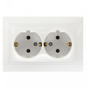 Розетка 2-местная с заземлением 16А белая "Венера" (SBE-01w-16-S2-Z-c) SBE-01w-16-S2-Z-c