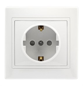 Розетка 1-местная с заземлением 16А белая "Венера" (SBE-01w-16-S1-Z-c) SBE-01w-16-S1-Z-c