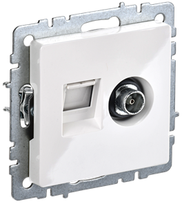 BRITE Розетка двойная TV+RJ45 кат.5E РТВ/РК12-БрБ белый IEK BR-AK20-1-K01