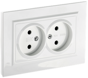 BRITE Розетка 2-местная без заземления без защитных шторок 10А в сборе РС12-2-БрБ белый IEK BR-R20-10-K01-F