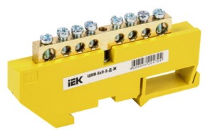 Шина PE земля ШНИ 6х9 на DIN-изоляторе 8-отверстий ШНИ-6х9-8-Д-Ж IEK YNN10-69-8D-K05