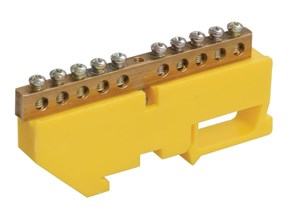 Шина PE земля ШНИ 6х9 на DIN-изоляторе 10-отверстий ШНИ-6х9-10-Д-Ж IEK YNN10-69-10D-K05