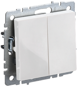 BRITE Выключатель 2-клавишный проходной 10А ВС10-2-6-БрБ белый IEK BR-V22-0-10-K01
