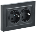 BRITE Розетка 2-местная с заземлением без защитных шторок 16А в сборе РС12-3-БрЧ черный IEK BR-R21-16-K02-F - фото 1218