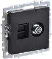 BRITE Розетка двойная TV+RJ45 кат.5E РТВ/РК12-БрЧ черный IEK BR-AK20-1-K02 - фото 4411