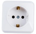 Розетка 1-местная 16А с заземлением белая "Юпитер" SBE-03w-16-S1-Z-c - фото 5727