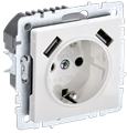 BRITE Розетка 1-местная с заземлением с защитными шторками 16А с USB A+A 5В 3,1А РЮш10-2-БрБ белый IEK BR-R14-16-U21-D31-K01 - фото 743