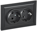 BRITE Розетка 2-местная без заземления без защитных шторок 10А в сборе РС12-2-БрЧ черный IEK BR-R20-10-K02-F - фото 889